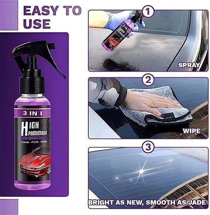SMILE BIG 3 in 1 High Protection Quick Car Ceramic Coating Spray - Car Wax Polish Spray (Pack of 1)